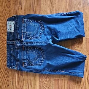 True Religion Jennie Curvy Mid Rise Super Skinny dark wash denim jeans - 28